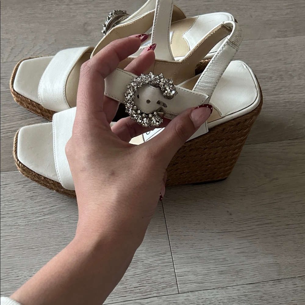 Jimmy Choo Mirabelle Latte Leather Wedge - Picture 2 of 4